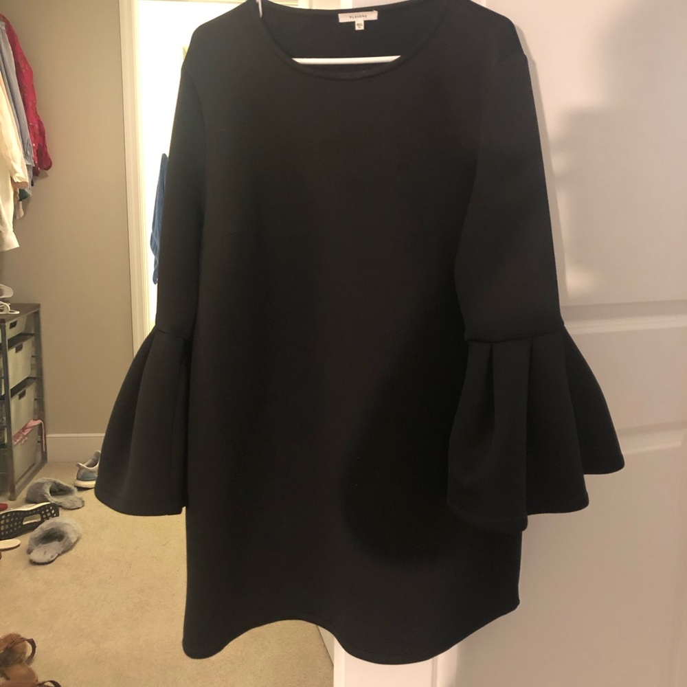 Black statement sleeve sheath dress